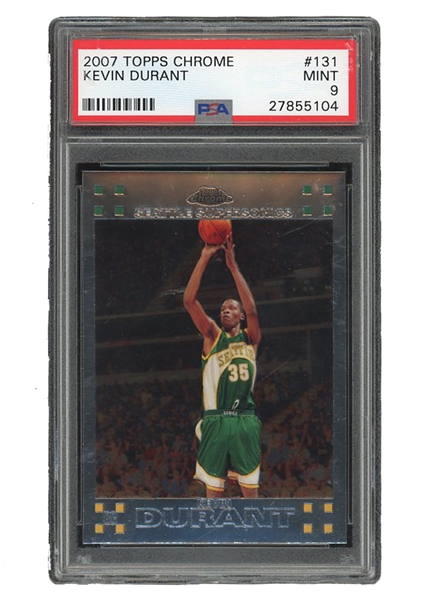 2007 TOPPS CHROME #131 KEVIN DURANT ROOKIE - PSA MINT 9