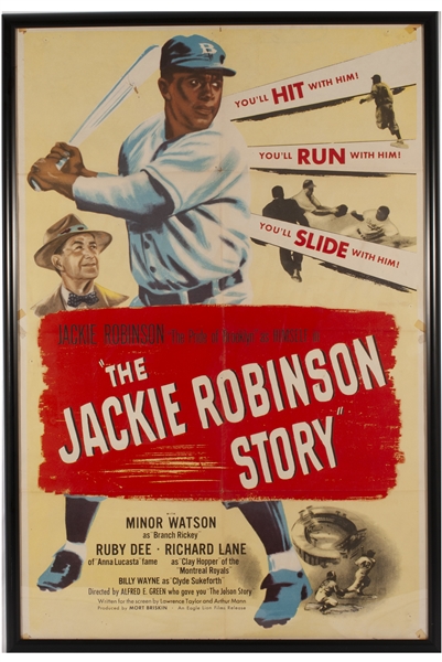 1950 "THE JACKIE ROBINSON STORY" ORIGINAL ONE SHEET MOVIE POSTER - 27.5" X 41" IN FRAME