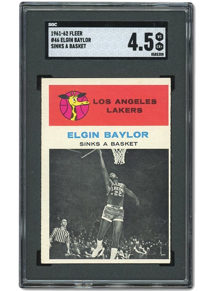 1961 FLEER #46 ELGIN BAYLOR LOS ANGELES LAKERS IN ACTION - SGC VG-EX+ 4.5