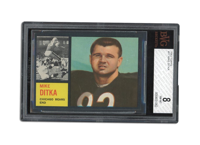 1962 TOPPS FOOTBALL #17 MIKE DITKA - BGS NM-MT 8