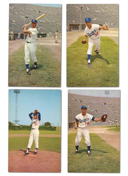 COLORFUL 1959 LOS ANGELES DODGERS MORRELL MEATS COMPLETE (12) CARD SET - INC. DRYSDALE, HODGES, KOUFAX, SNIDER, ZIMMER - GOOD-VG