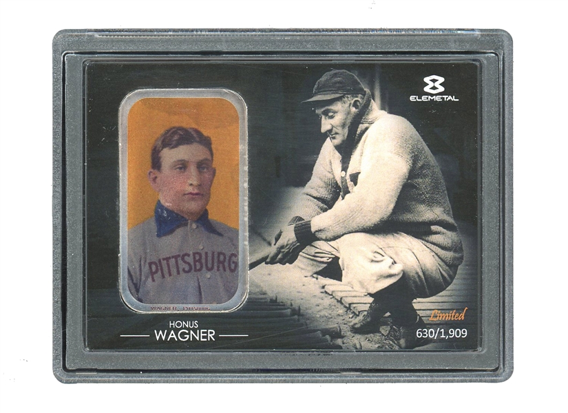 ELEMETAL HONUS WAGNER T-206 - 1OZ .999 FINE SILVER BAR LIMITED EDITION (#630/1909) WITH ORIGINAL PACKAGING