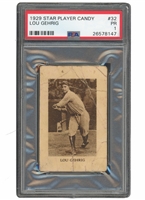 EXTREMELY SCARCE 1929 STAR PLAYER CANDY #32 LOU GEHRIG - PSA PR 1