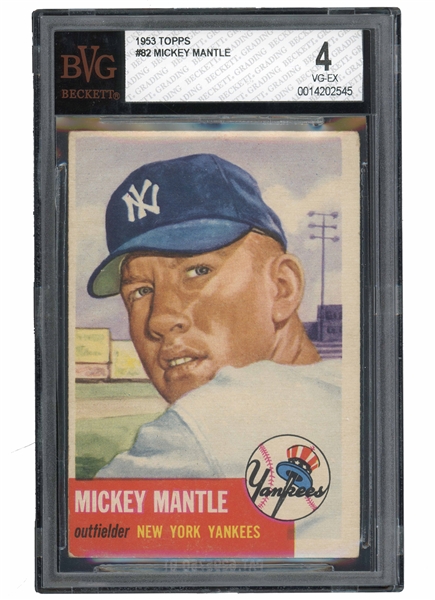 1953 TOPPS #82 MICKEY MANTLE - BGS VG-EX 4 