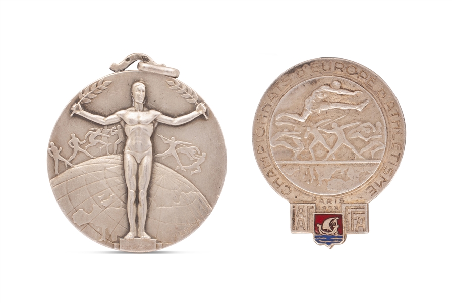 1938 European Athletics Championships (Paris) Participation Medal and Third Place Winners Medal for Long Jump Awarded to Luz Long