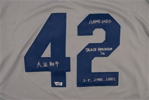 2022 Shohei Ohtani L.A. Angels Game Worn, Signed & Inscribed Jackie Robinson Day #42 Jersey - Hit 2 Home Runs in the Game! - Fanatics Auth., Beckett LOA