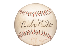 Sensational C. 1929-31 Babe Ruth and Lou Gehrig Dual-Signed OAL (Barnard) Baseball with High-Grade Ruth – PSA/DNA & JSA LOAs
