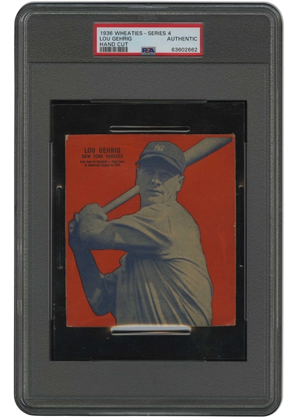 1936 Wheaties - Series 4 Lou Gehrig Hand Cut - PSA Authentic
