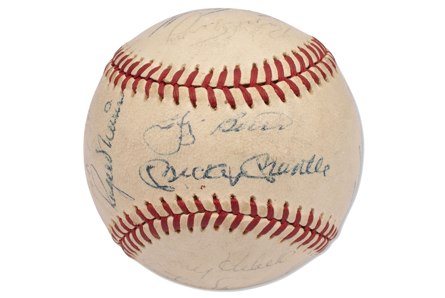 1963 New York Yankees American League Champions Team Signed Baseball with Mantle, Maris, Berra & More - Beckett LOA