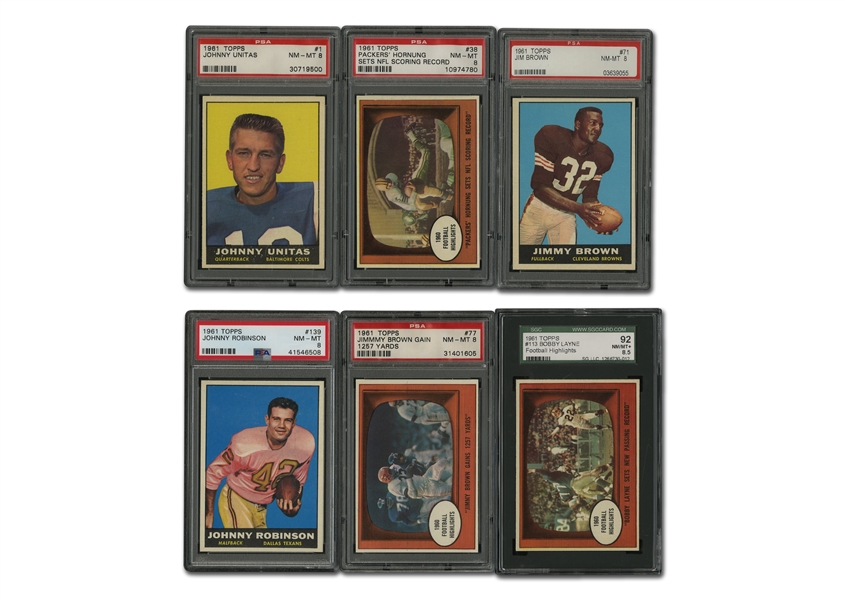 1961 Topps Football Complete Set (132) with 96 Graded Examples