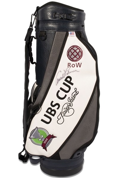 Gary Players Personally Used 2004 Kiawah Island UBS Cup Captains Bag Autographed by Player & Arnold Palmer - Beckett & Player LOA