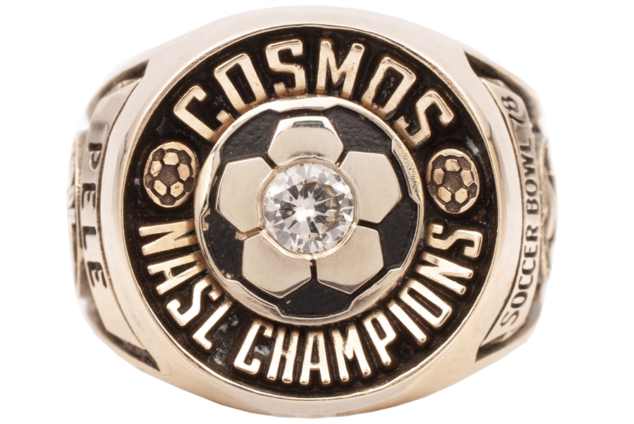 1978 Pele New York Cosmos NASL Championship Ring (10K Gold w/ Diamond) from The Pelé Collection - The Only Known Pelé Ring with Name on Shank!