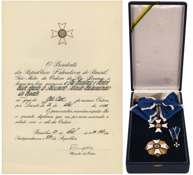 Important Brazil Order of Rio Branco Grand Cross Medal and Certificate Awarded to Pele for Foreign Service and Achievement by Brazilian Government (Ex-Pelé Collection