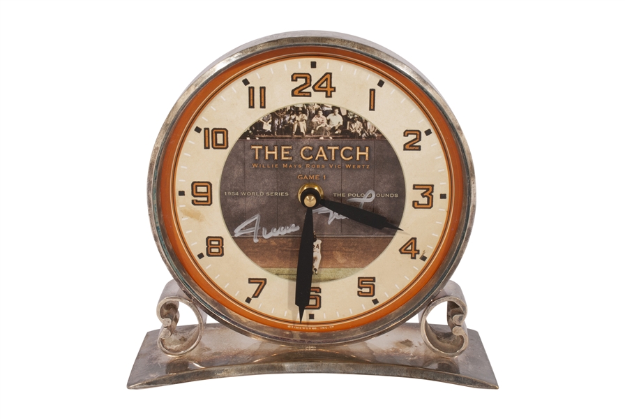 One-of-a-Kind Willie Mays Autographed N.Y. Giants Polo Grounds The Catch" Clock Commemorating his Famous 1954 World Series Moment - PSA/DNA COA