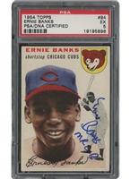 1954 Topps #94 Ernie Banks Autographed Rookie - PSA EX 5, PSA/DNA Authentic