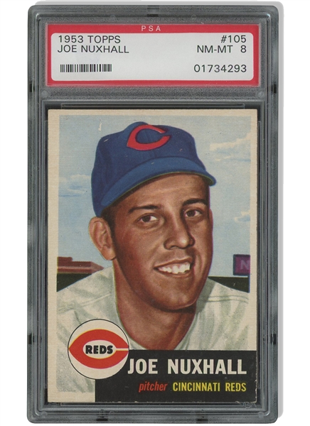 1953 Topps #105 Joe Nuxhall - PSA NM-MT 8 - Only Two Higher