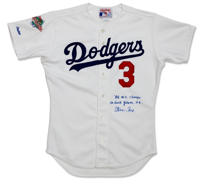 Steve Saxs 1988 Los Angeles Dodgers World Series Game Worn, Signed & Inscribed Home Jersey (On Deck When Gibson Hit Legendary Homer Off Eck!) – Sax Collection, PSA/DNA LOA