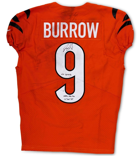 12/4/2022 Joe Burrow Signed & Inscribed Cincinnati Bengals Game Worn Alternate Jersey from Clutch 27-24 Win Over Mahomes & Chiefs (Easily Photomatched) - Fanatics Authentic, PSA/DNA