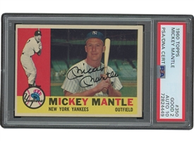 1960 Topps #350 Mickey Mantle Autographed – PSA GD 2, PSA/DNA 10 Auto.