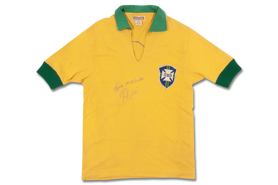 1965 Pele Autographed Brazil National Team Match Worn Jersey – Teammate Provenance, MEARS & PSA/DNA LOAs