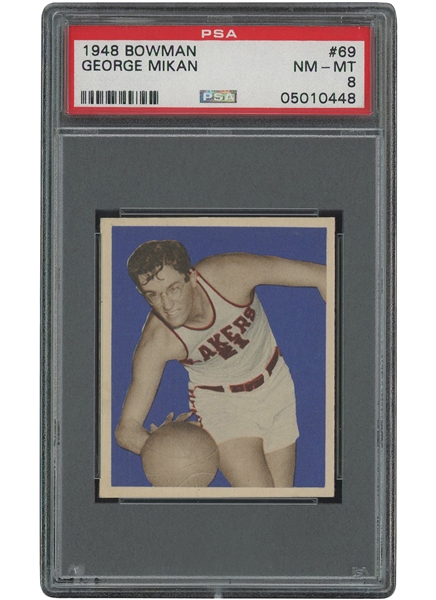 Gorgeous 1948 Bowman #69 George Mikan Rookie – PSA NM-MT 8 (Ony Five Graded Higher!)