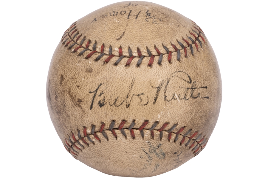 8/24/1931 Babe Ruth (NYY @ CHI) Career Home Run #602 Baseball Signed by Ruth, Lou Gehrig & Tony Lazzeri (Sourced from White Sox Fan Who Retrieved It!) – PSA/DNA & JSA LOAs