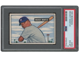 1951 Bowman #253 Mickey Mantle Rookie – PSA EX-MT 6