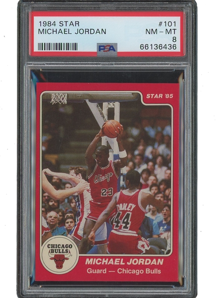 1984-85 Star Co. Basketball #101 Michael Jordan XRC (True Rookie) – PSA NM-MT 8 (Only Five Higher!)