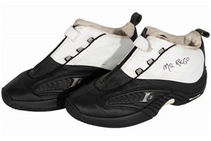 6/8/2001 Allen Iverson Philadelphia 76ers NBA Finals (at Lakers) Game 2 Worn Reebok Answer IV Shoes – Photomatched with 76ers Ball Boy Provenance! – Sports Investors LOA