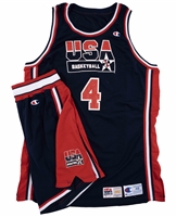 Christian Laettners Signed & Inscribed 1992 USA Olympic "Dream Team" Game Worn Blue Uniform (Jersey & Trunks) – Laettner Collection
