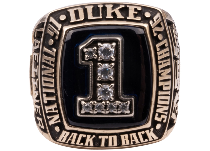 Christian Laettners 1992 Duke Blue Devils (Back-to-Back) NCAA Champions 10K Gold Ring with Original Presentational Case – Laettner Collection