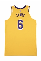 11/2/2022 LeBron James L.A. Lakers Game Worn & Photomatched Home Jersey (Gold Icon Edition) – Double-Double in Win vs. Pelicans!-- Meigray LOA