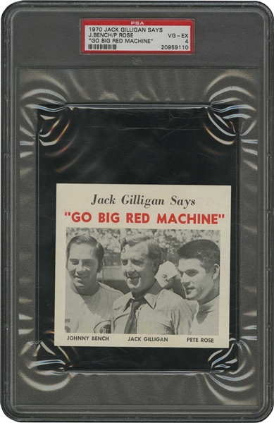 1970 Jack Gilligan Says "Go Big Red Machine" Johnny Bench / Pete Rose – PSA VG-EX 4 (Pop One, Only Three Higher)
