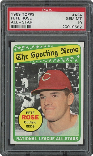 1969 Topps #424 Pete Rose All-Star – PSA Gem Mint 10
