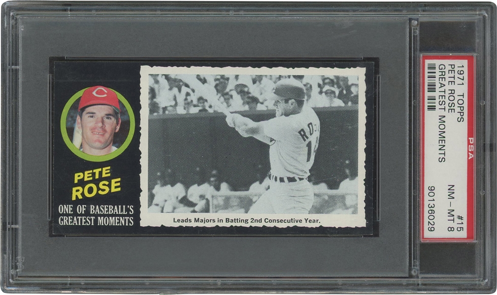 1971 Topps Greatest Moments #15 Pete Rose – PSA NM-MT 8 (Four Higher)