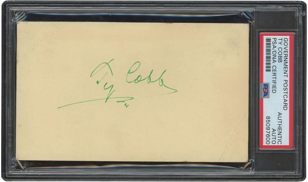 C. 1958 Ty Cobb Autographed Government Postcard – PSA/DNA Authentic