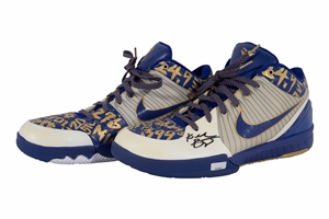 Kobe Bryant Autographed Nike Zoom Kobe IV 2009 POP MVP Finals Home Sneakers – Panini COA