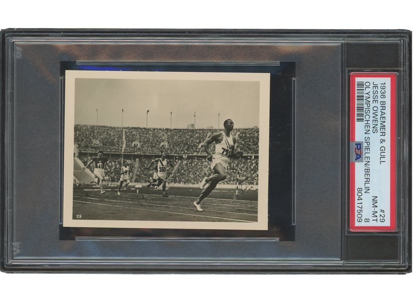 1936 Berlin Olympischen Speilen Presse-Bild-Zentrale Braemer & Güll #29 Jesse Owens – PSA NM-MT 8 (Stands Alone as Highest Graded in All Pop Reports)