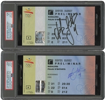 Christian Laettner Signed Pair of 1992 Barcelona Olympics USA Mens Basketball "Dream Team" Ticket Stubs – PSA Dual-Graded, Laettner Collection