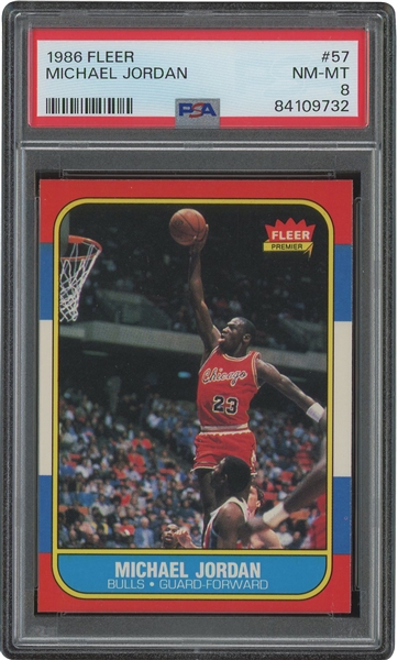 1986 Fleer #57 Michael Jordan Rookie – PSA NM-MT 8