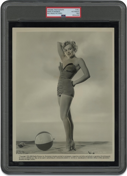 1952 Marilyn Monroe (At the Beach) RKO Radio Pictures Original Photograph – PSA/DNA Type 1