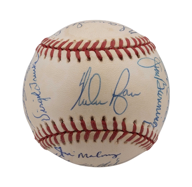 No-Hitter Club Multi-Signed ONL (White) Baseball with Koufax, Spahn, Marichal, Ryan, etc. – PSA/DNA NM+ 7.5 Overall (Ball 7, Auto 8)