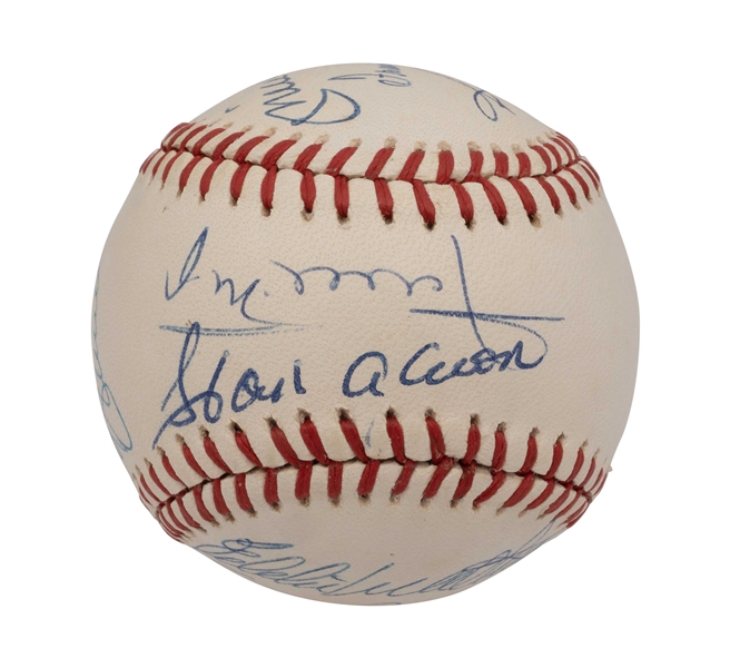 500 Home Run Club Multi-Signed ONL (White) Baseball with Mantle, Mays, Aaron, etc. – PSA/DNA NM-MT 8 Overall
