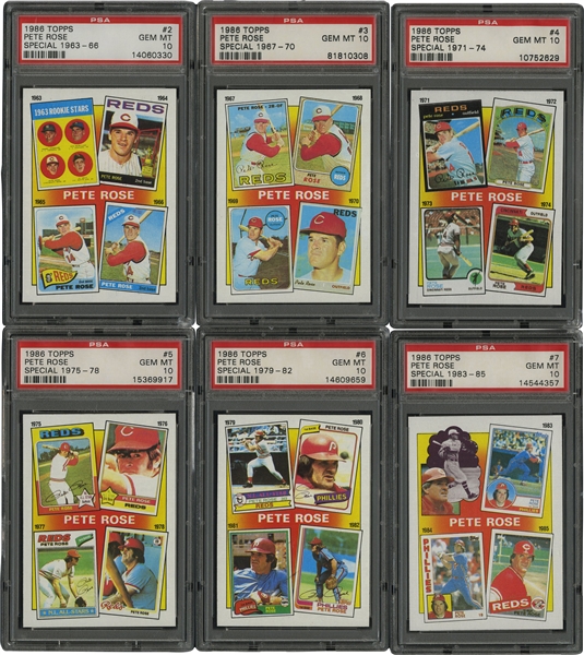 1986 Topps Lot of (6) Pete Rose Special Cards – All PSA Gem Mint 10