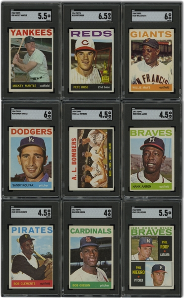 1964 Topps Baseball Complete Set of (587) with Nine SGC Graded
