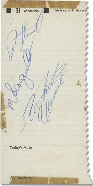 C. Early 1970s Roberto Clemente, Rennie Stennet & Manny Sanguillen Triple-Signed Cut (Pirates Star Latin Trio) – PSA/DNA LOA