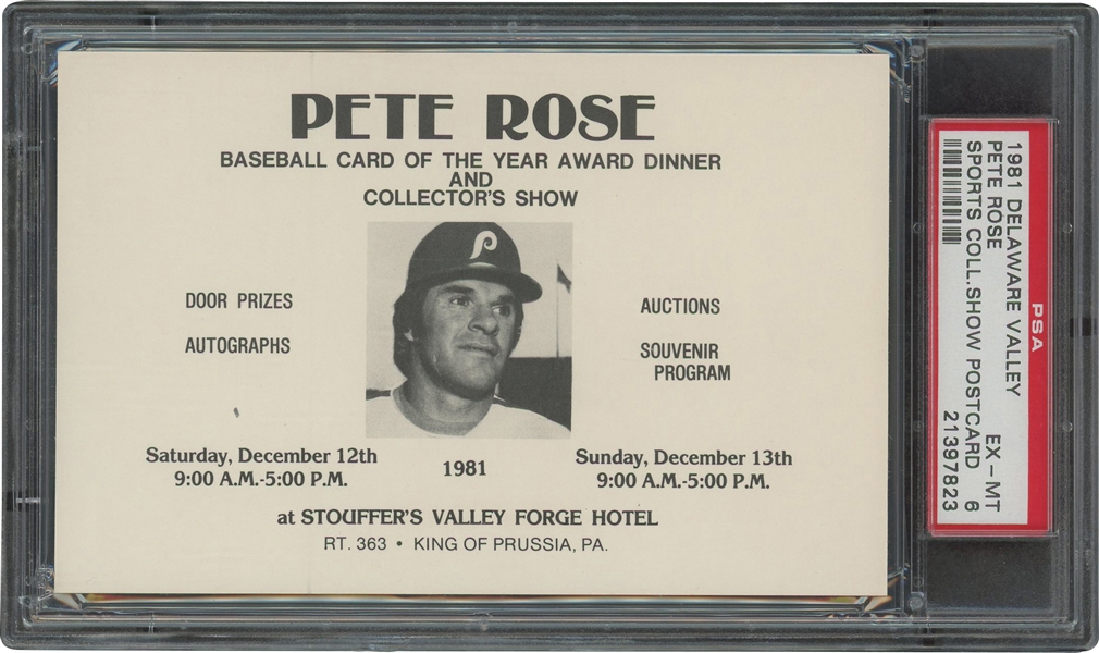 1981 Delaware Valley Sports Collectors Show Pete Rose Postcard – PSA EX-MT 6