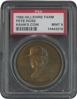 1986 Hillshire Farms Kahns Coin Pete Rose – PSA Mint 9 (None Higher)