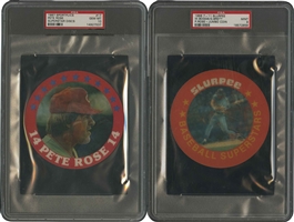 1986 7-11 Slurpee Boggs/Brett/Rose (PSA Mint 9) and 1987 Sportflics Pete Rose (PSA Gem Mint 10) Jumbo Discs