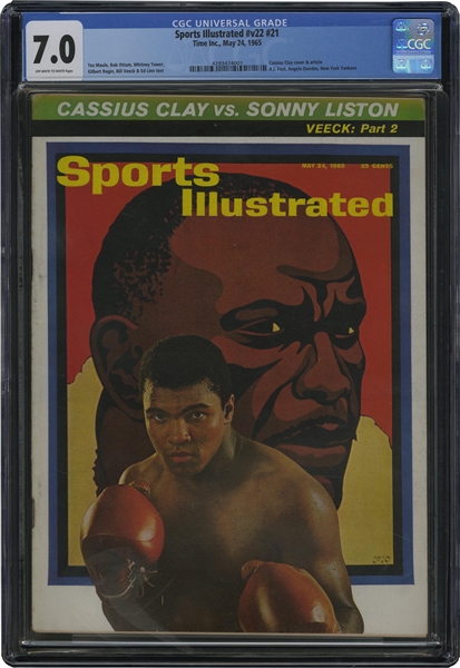 5/24/1965 Cassius Clay vs. Sonny Liston II (Rematch w/ "Phantom Punch") Sports Illustrated – CGC 7.0 (Only 3 Graded Higher)